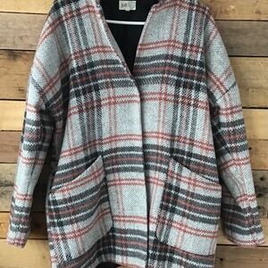 JOLT Plaid Wool Blend Jacket Blazer L Fall Oversized Boxy Plaid‎ Roomy Soft Chic